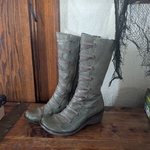 Miz Mooz Forest Green Lace-Up Boots